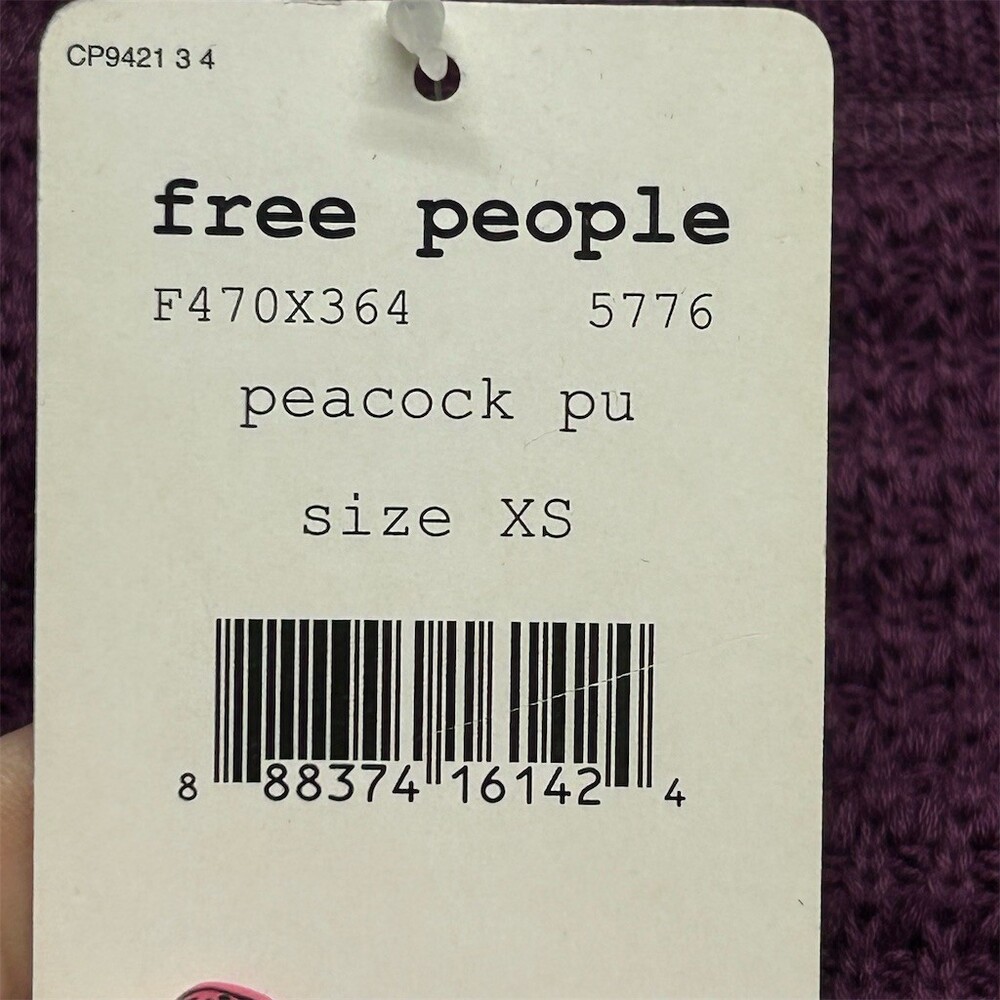 Free People Sweater Womens XS Purple Waffle Knit Cold Shoulder Tunic Top NWT - Picture 10 of 14